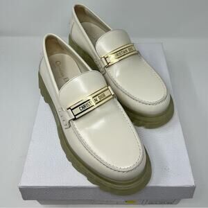 Christian Dior Off White Code Loafer Brushed Calfskin Platform sole Size 39.5 EU